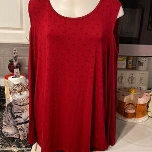 a Westport 1962 super stretch long sleeve open shoulder plus size top 3X. EUC